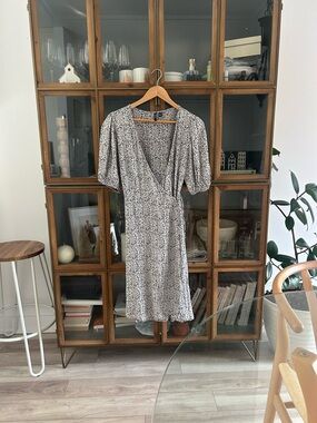 Vero Moda Black & White Floral Wrap Dress